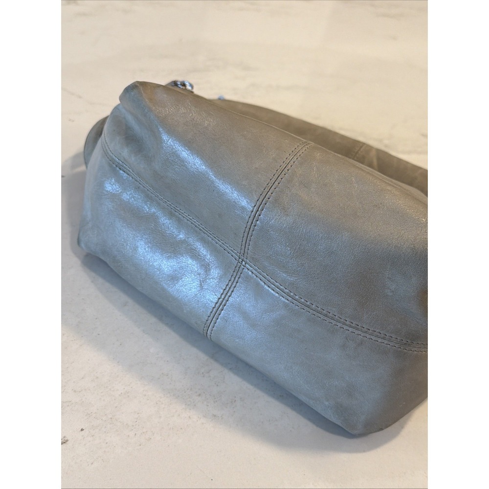 Hobo The Original Gray Leather Pockets Zipper Closure Hobo Shoulder Bag - Picture 2 of 13